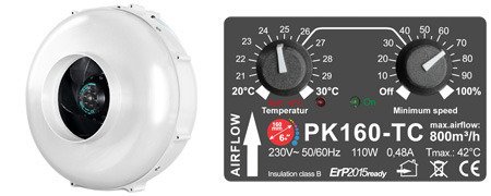 Вентилатор с вграден контролер  PK160 800m³/h