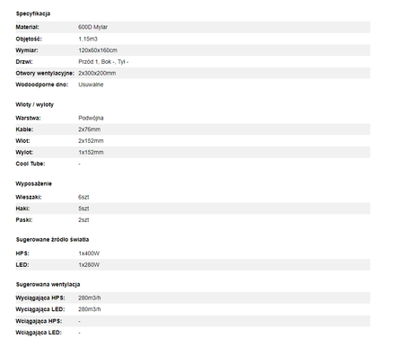 Mammoth Pro+ 120L 120x60x160cm